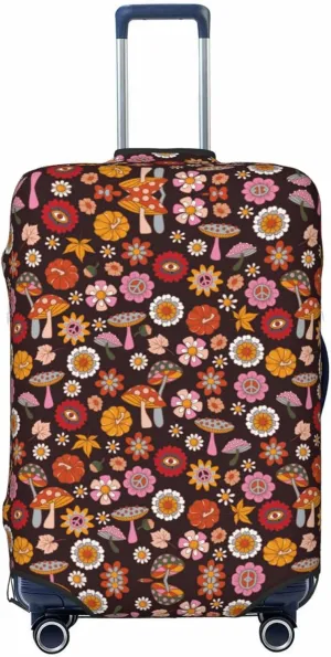 Travel Luggage Cover Protector - 70s Groovy Hippie Retro Anti-Scratch Suitcase Covers Fits 18-32 Inch Luggage