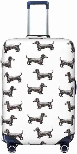 Travel Luggage Cover Protector - Dachshund Dog Puppy Retro Anti-Scratch Suitcase Covers Fits 18-32 Inch Luggage