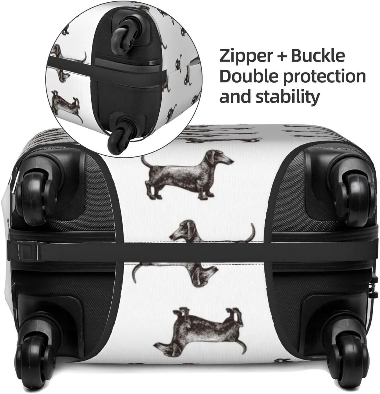 Travel Luggage Cover Protector - Dachshund Dog Puppy Retro Anti-Scratch Suitcase Covers Fits 18-32 Inch Luggage