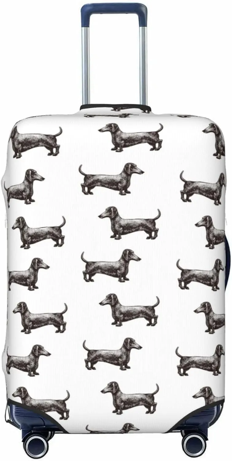 Travel Luggage Cover Protector - Dachshund Dog Puppy Retro Anti-Scratch Suitcase Covers Fits 18-32 Inch Luggage
