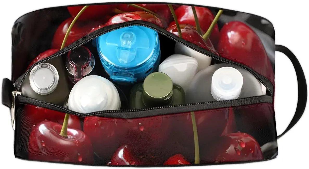 Travel Toiletry Bag for Women Men Fresh Cherries Hanging Cosmetic Bag Waterproof Makeup Bag for Shaving Makeup Toothbrush & Travel Essentials