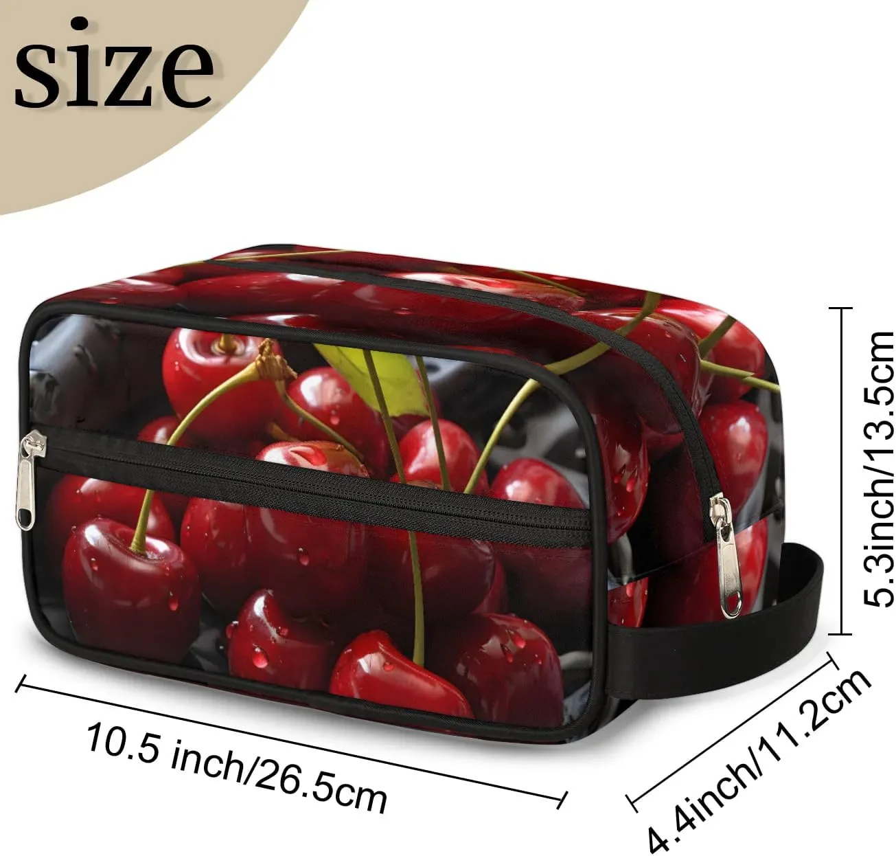 Travel Toiletry Bag for Women Men Fresh Cherries Hanging Cosmetic Bag Waterproof Makeup Bag for Shaving Makeup Toothbrush & Travel Essentials