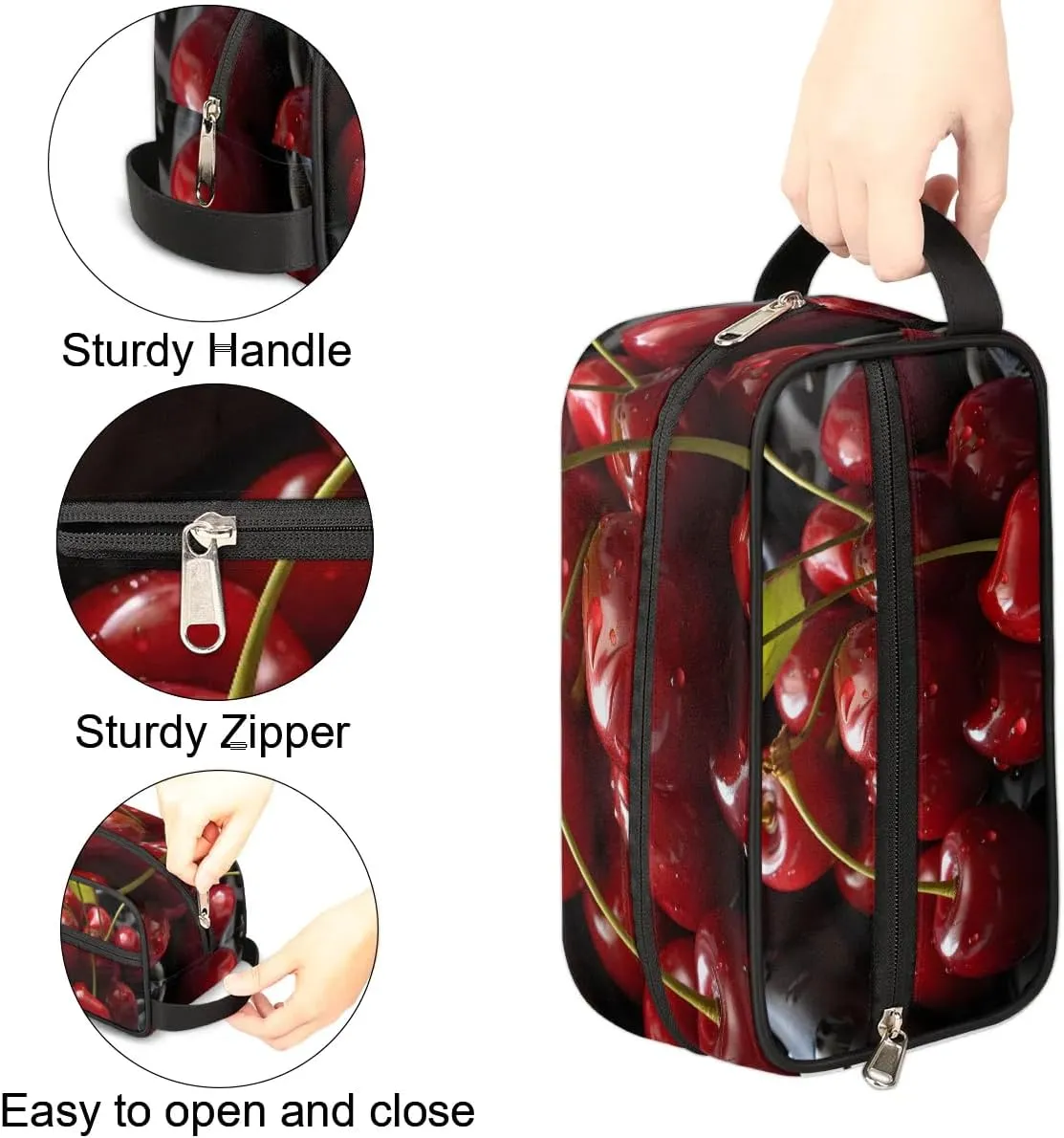 Travel Toiletry Bag for Women Men Fresh Cherries Hanging Cosmetic Bag Waterproof Makeup Bag for Shaving Makeup Toothbrush & Travel Essentials