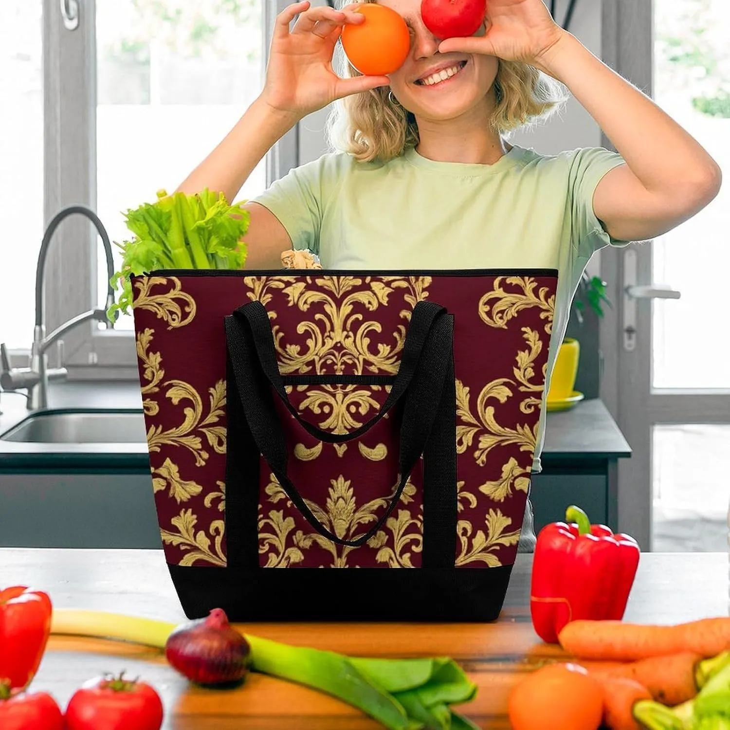 Trendy Commuter Tote Bag Large Insulated Shopping Bag For Travel