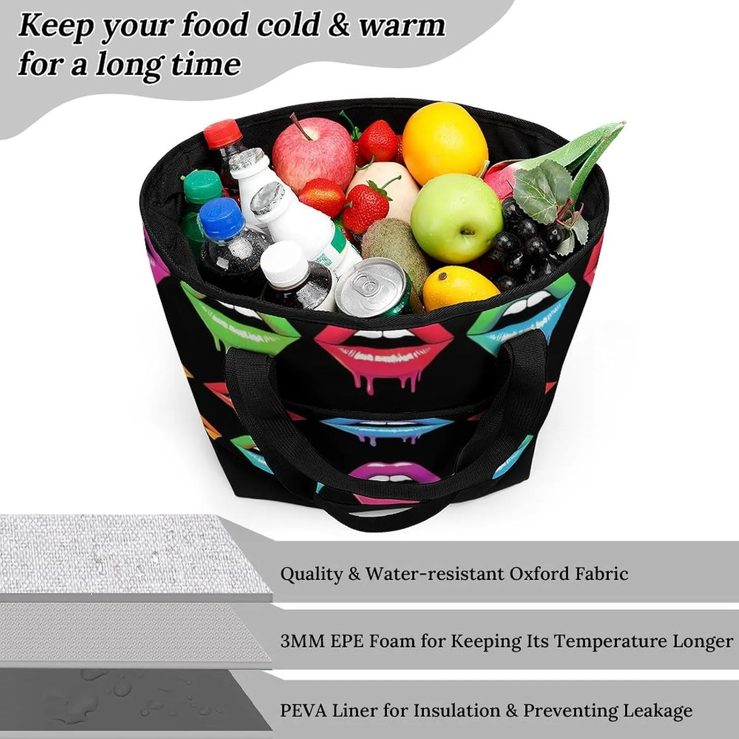 Trendy Commuter Tote Bag Large Insulated Shopping Bag For Travel