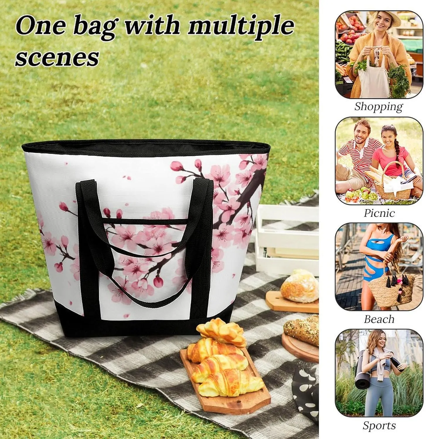 Trendy Commuter Tote Bag Large Insulated Shopping Bag For Travel