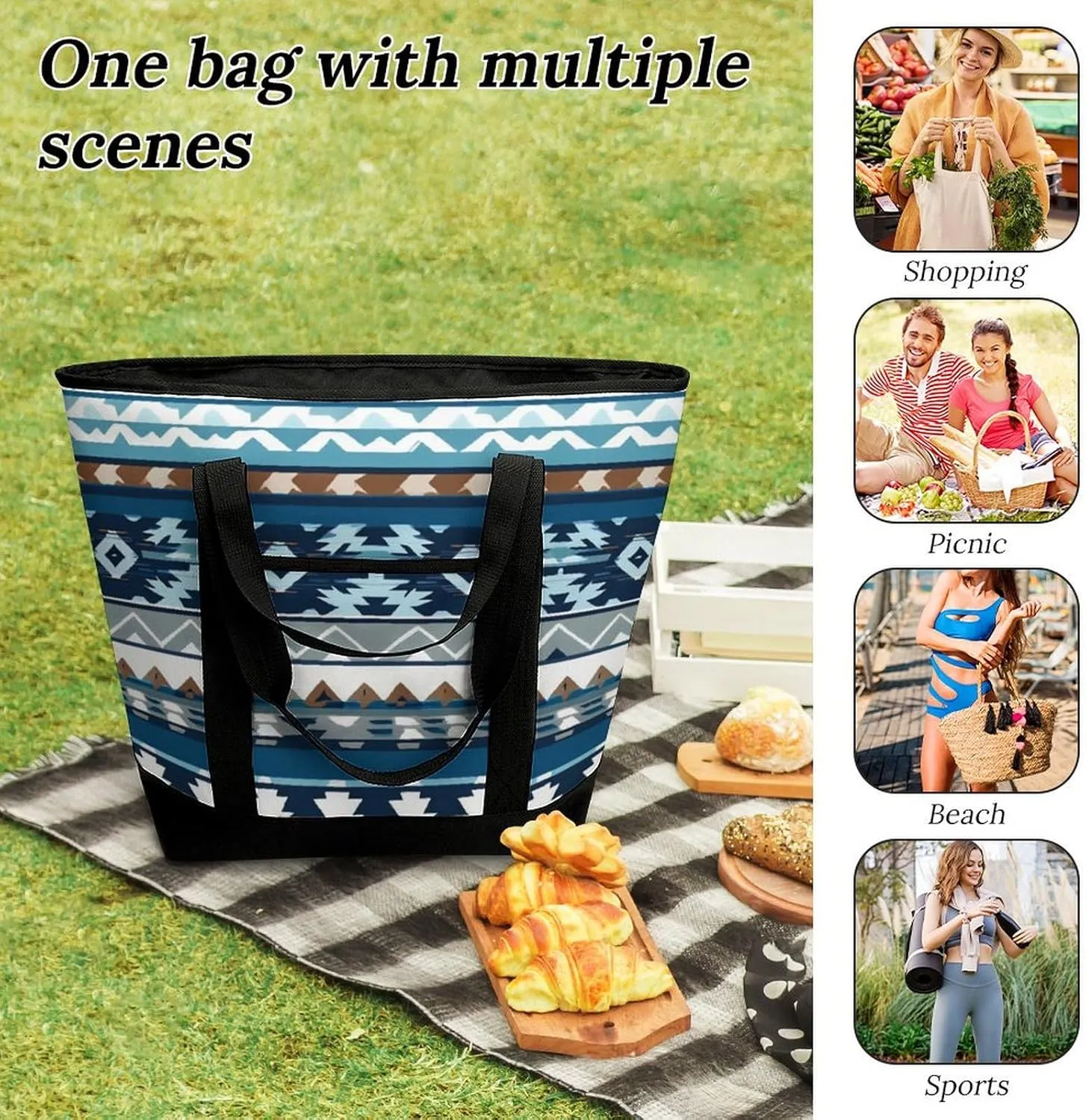 Trendy Commuter Tote Bag Large Insulated Shopping Bag For Travel