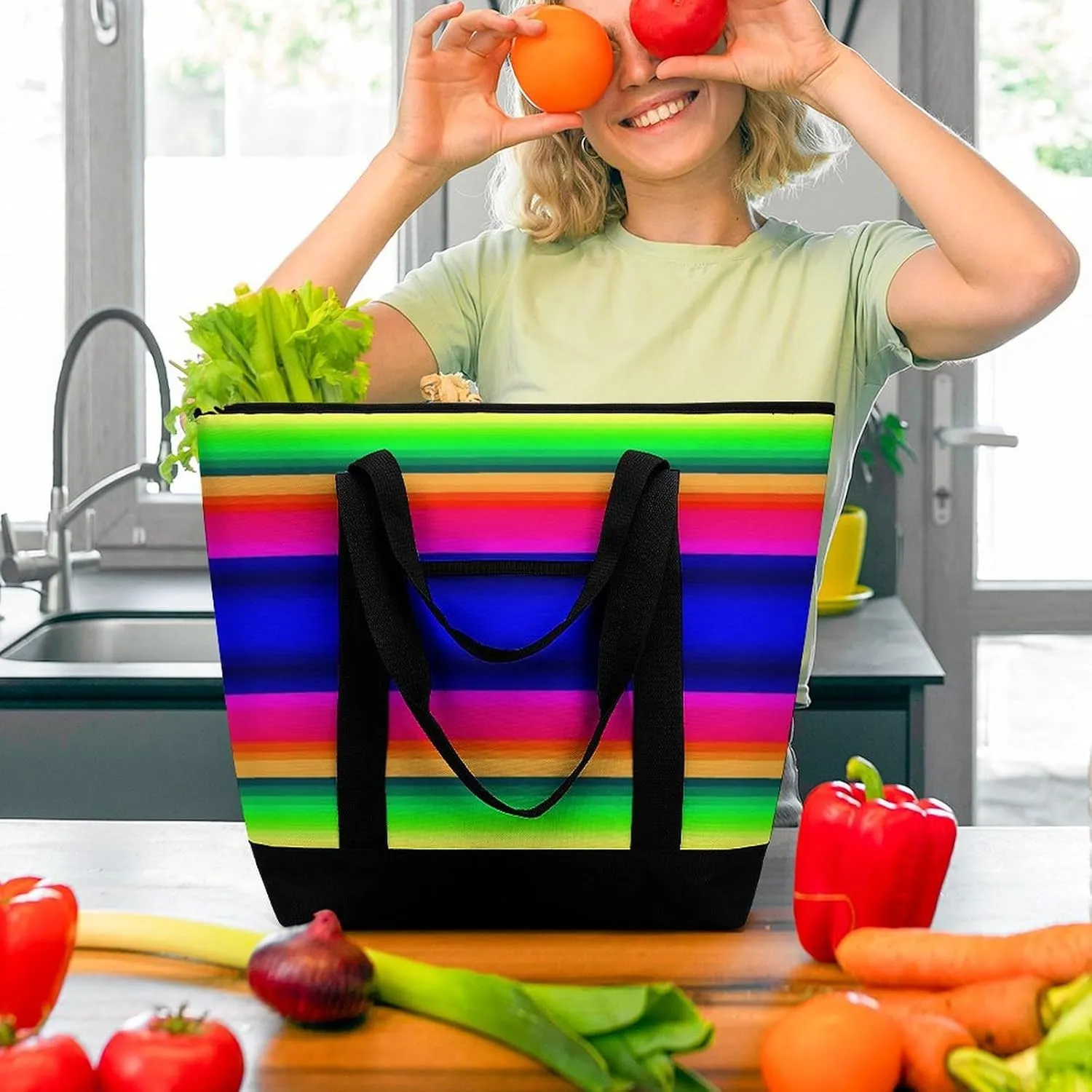 Trendy Commuter Tote Bag Large Insulated Shopping Bag For Travel