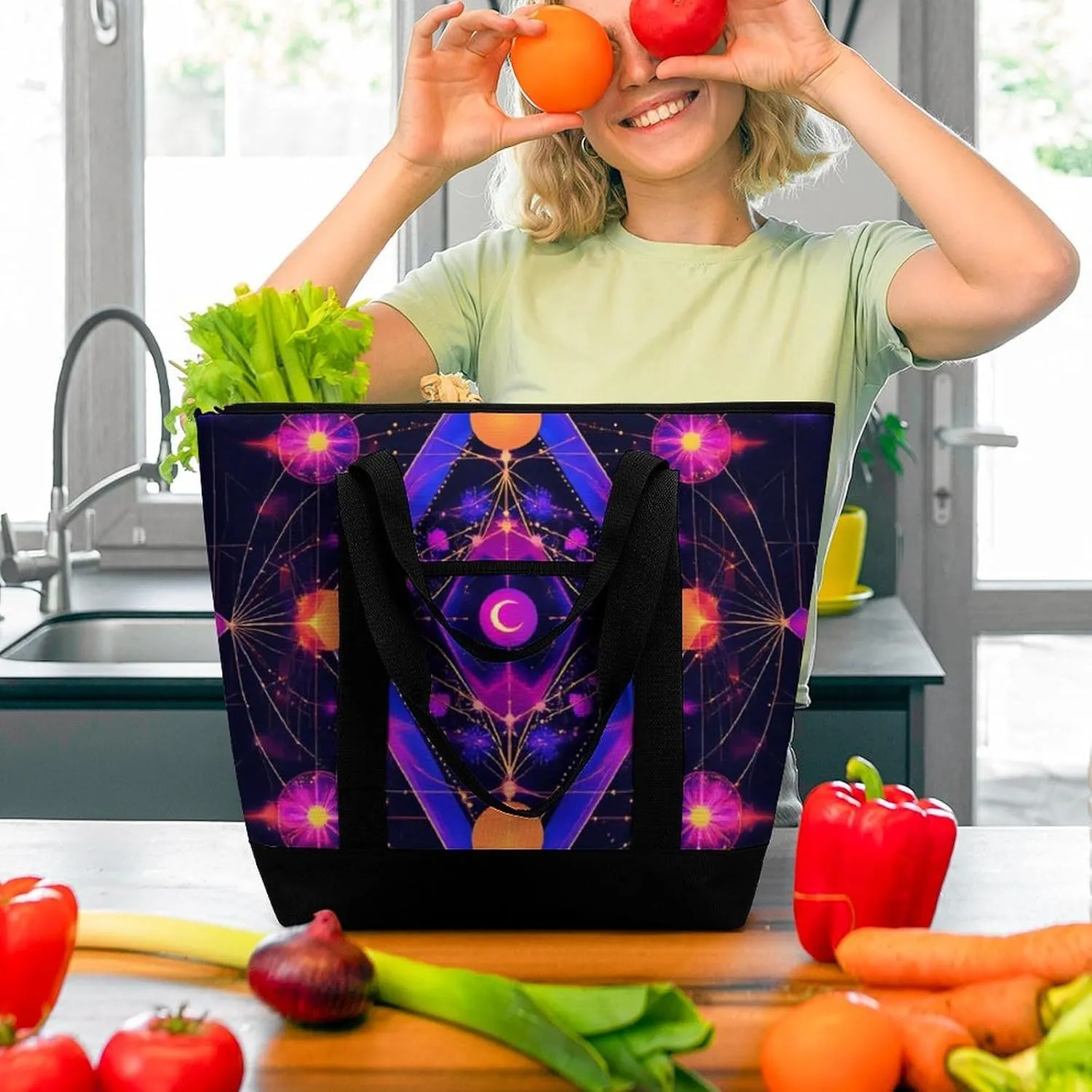 Trendy Commuter Tote Bag Large Insulated Shopping Bag For Travel