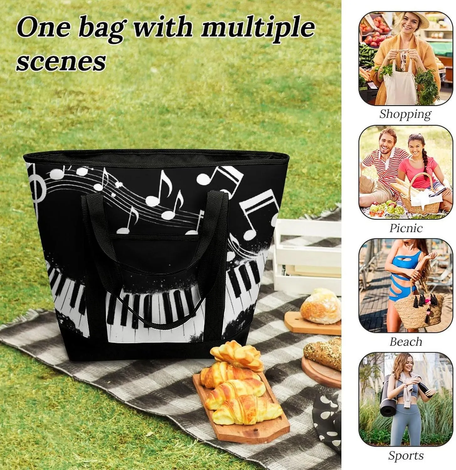 Trendy Commuter Tote Bag Large Insulated Shopping Bag For Travel