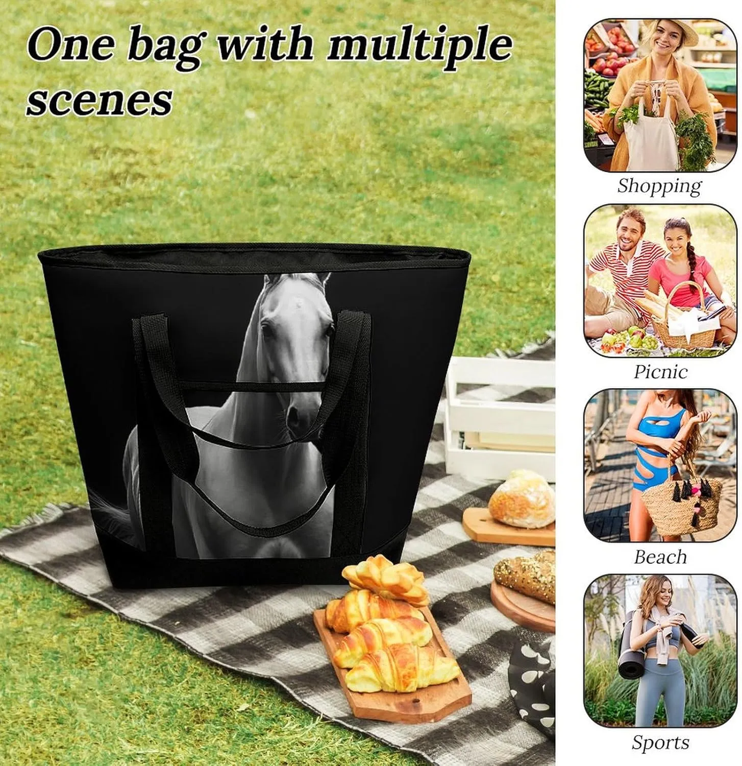 Trendy Commuter Tote Bag Large Insulated Shopping Bag For Travel