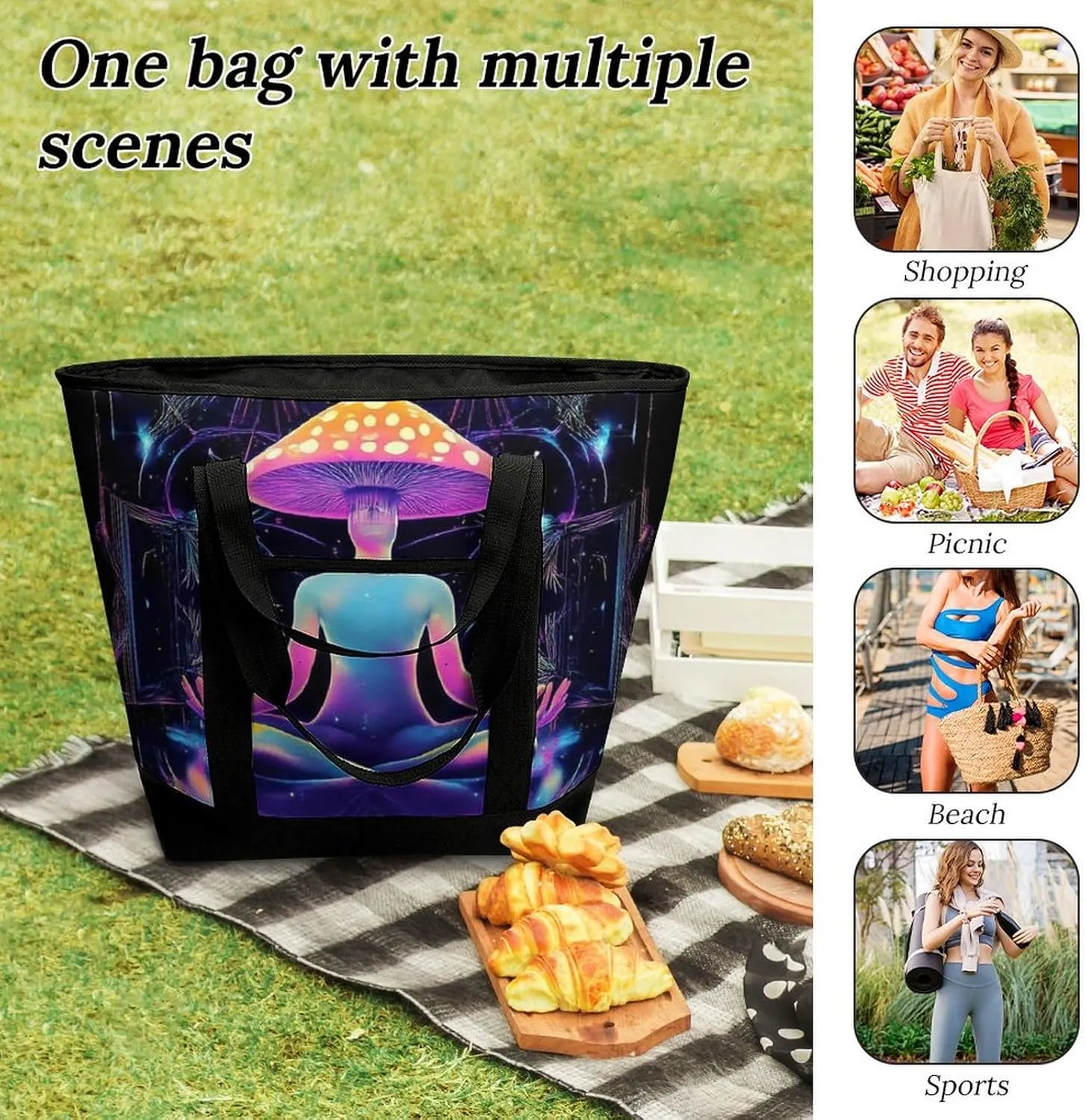 Trendy Commuter Tote Bag Large Insulated Shopping Bag For Travel