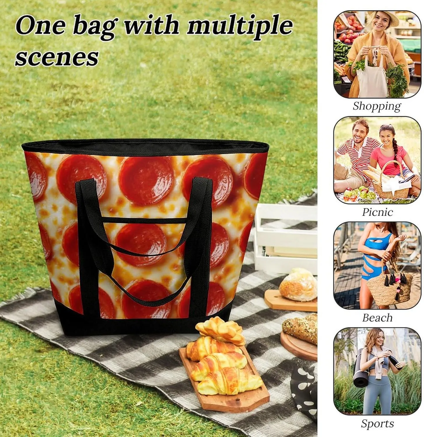 Trendy Commuter Tote Bag Large Insulated Shopping Bag For Travel