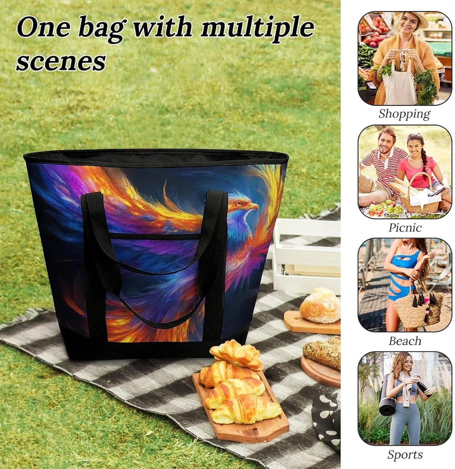 Trendy Commuter Tote Bag Large Insulated Shopping Bag For Travel