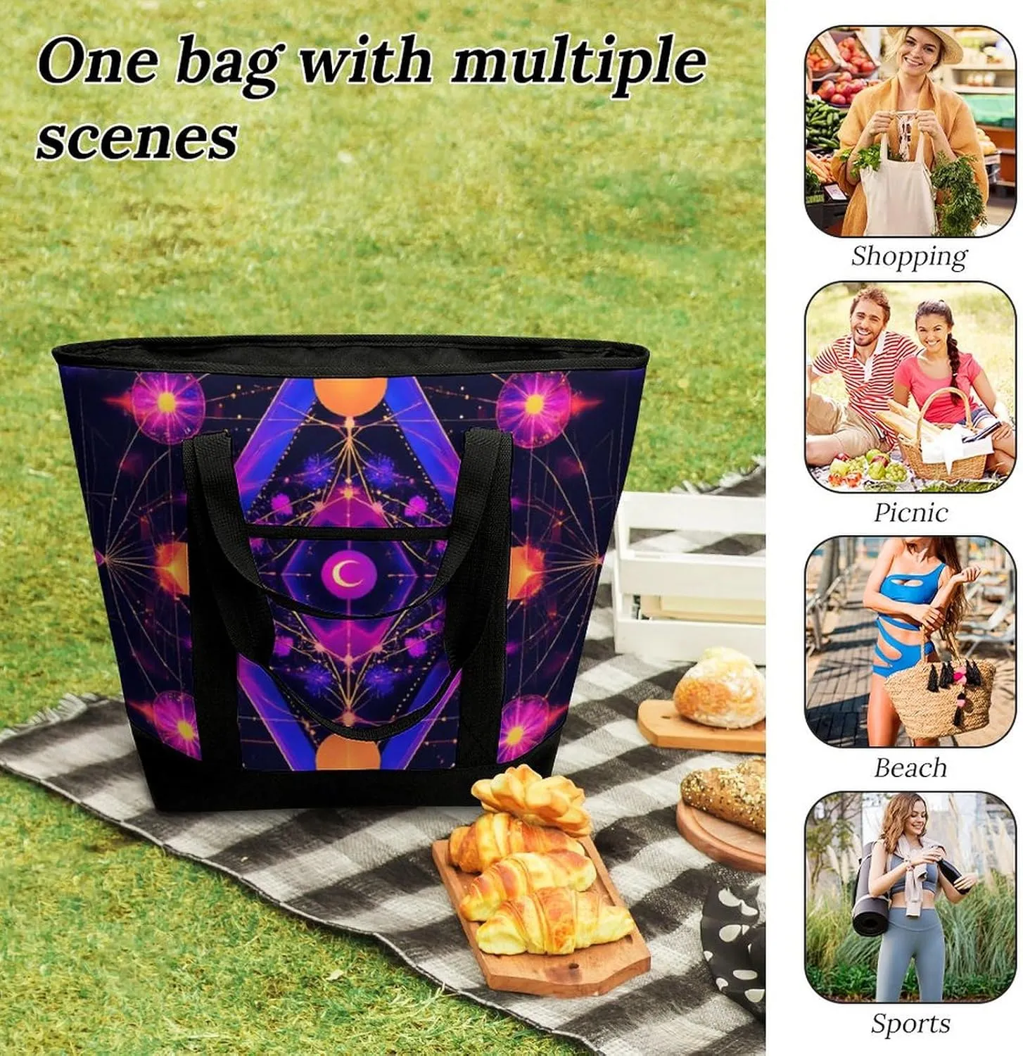 Trendy Commuter Tote Bag Large Insulated Shopping Bag For Travel