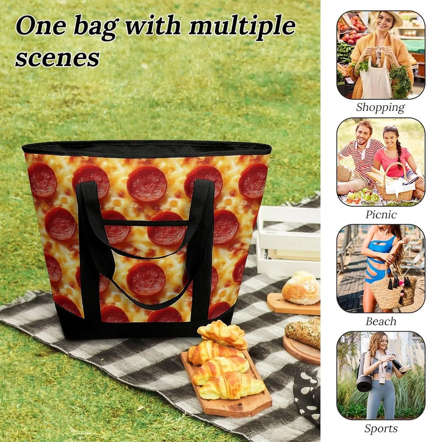 Trendy Commuter Tote Bag Large Insulated Shopping Bag For Travel