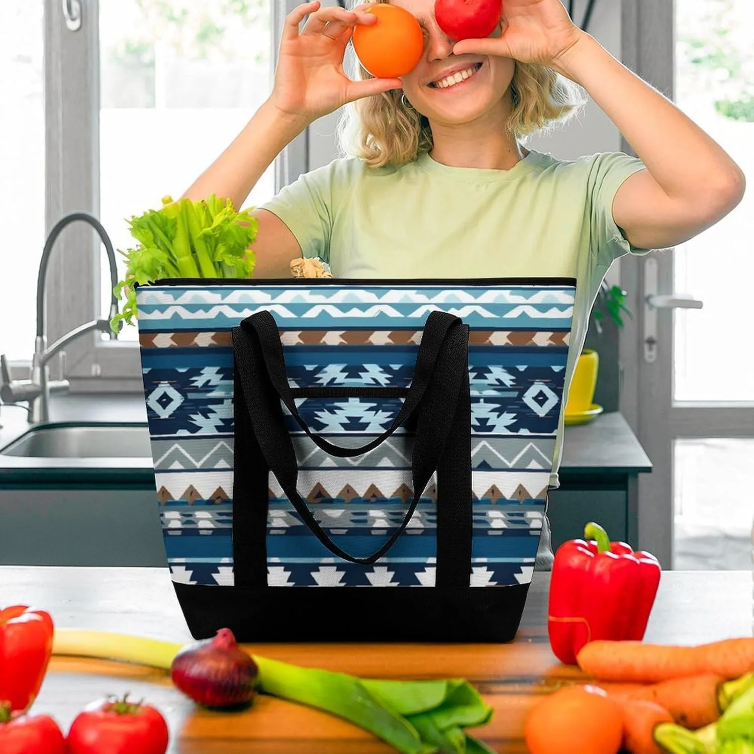 Trendy Commuter Tote Bag Large Insulated Shopping Bag For Travel
