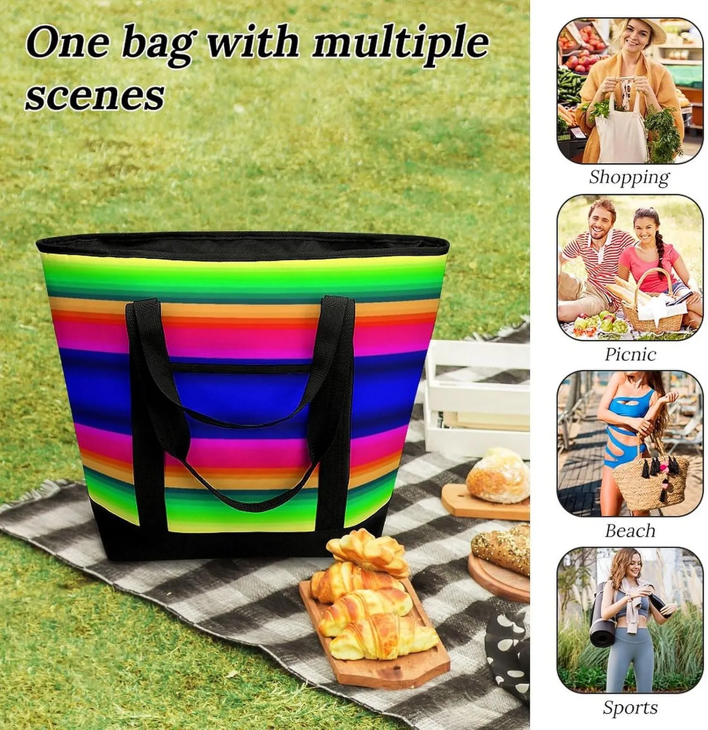 Trendy Commuter Tote Bag Large Insulated Shopping Bag For Travel