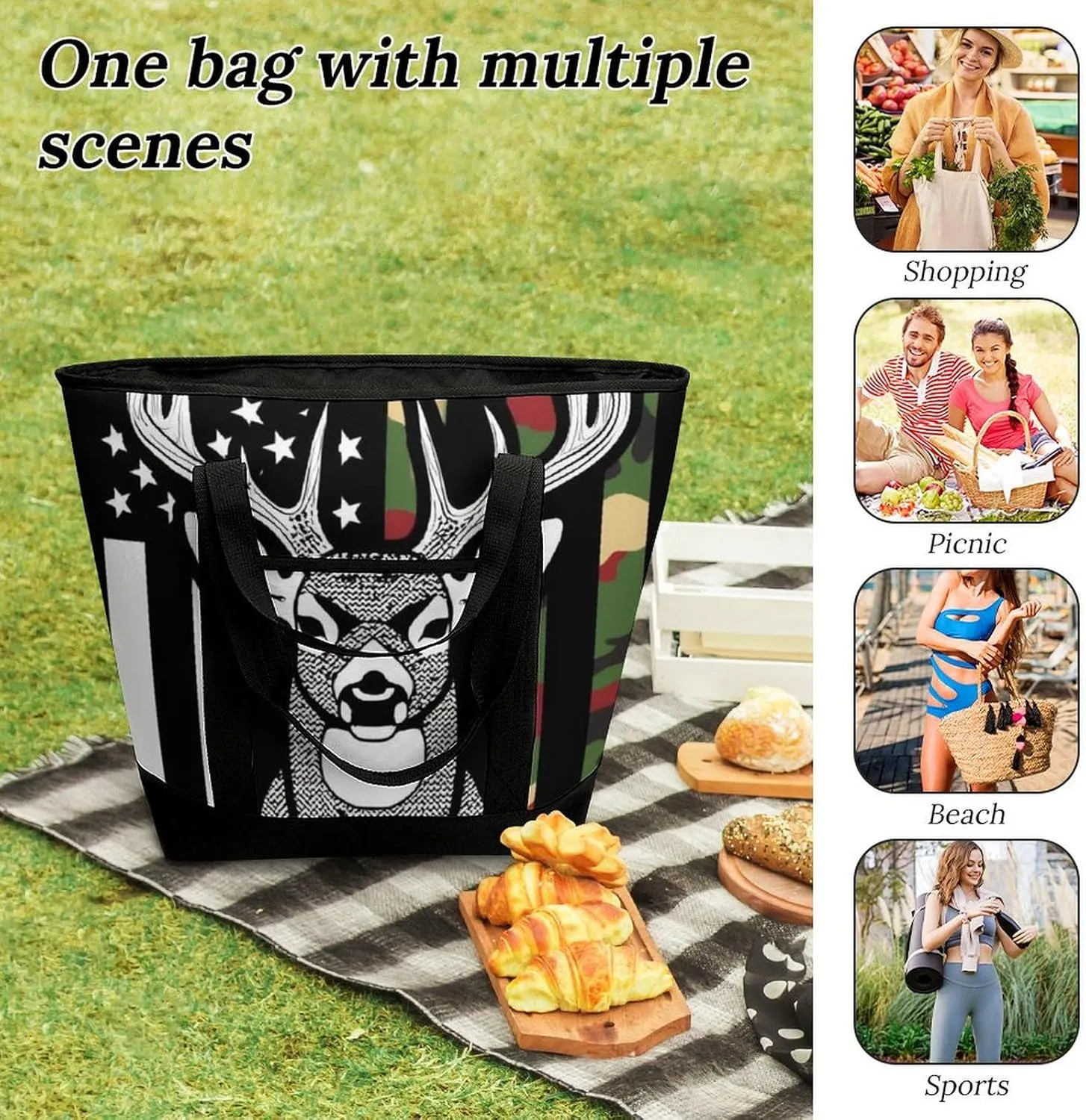 Trendy Commuter Tote Bag Large Insulated Shopping Bag For Travel