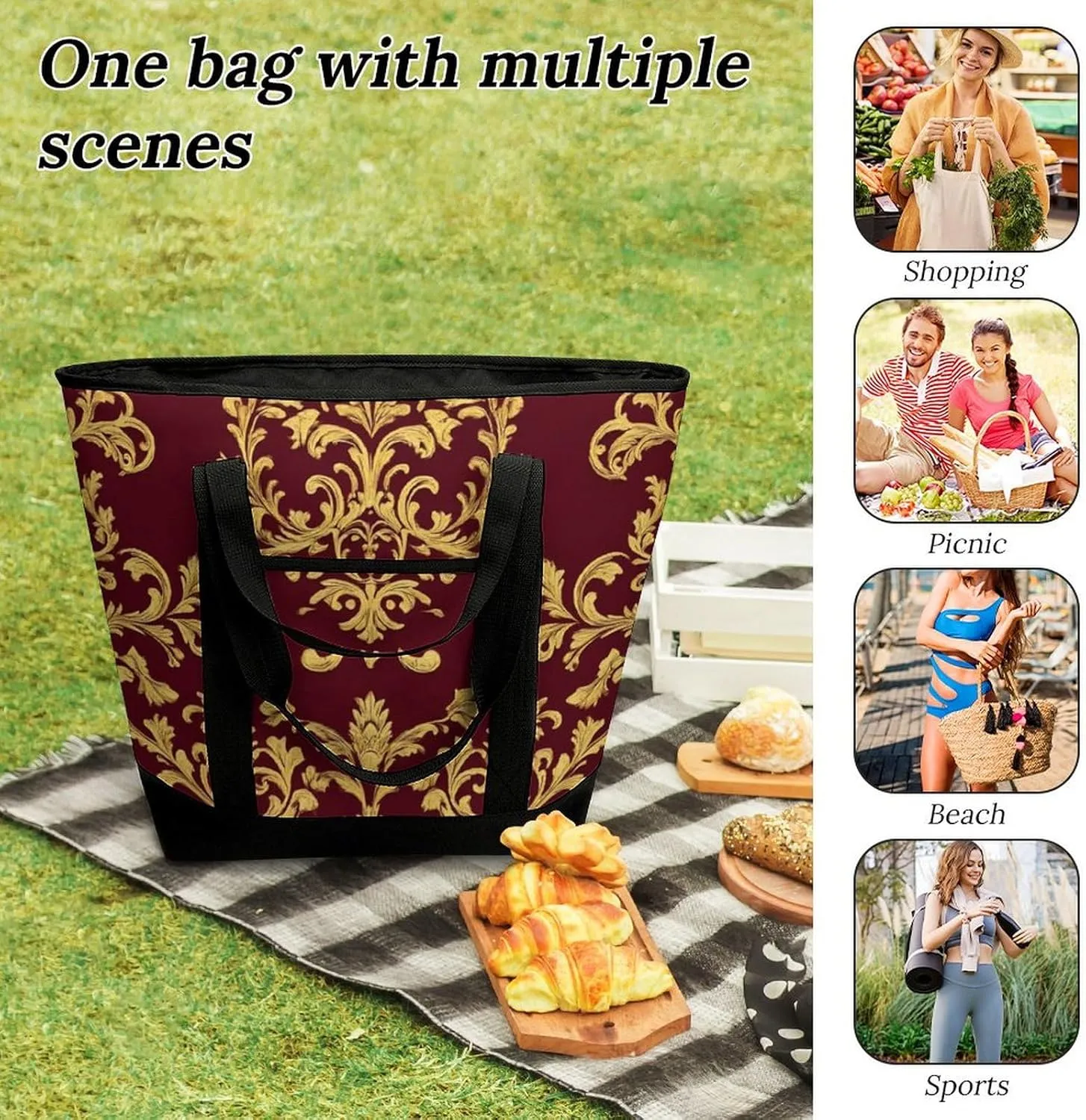 Trendy Commuter Tote Bag Large Insulated Shopping Bag For Travel