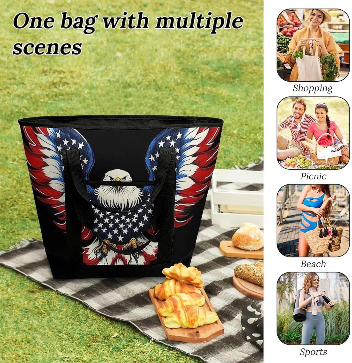 Trendy Commuter Tote Bag Large Insulated Shopping Bag For Travel