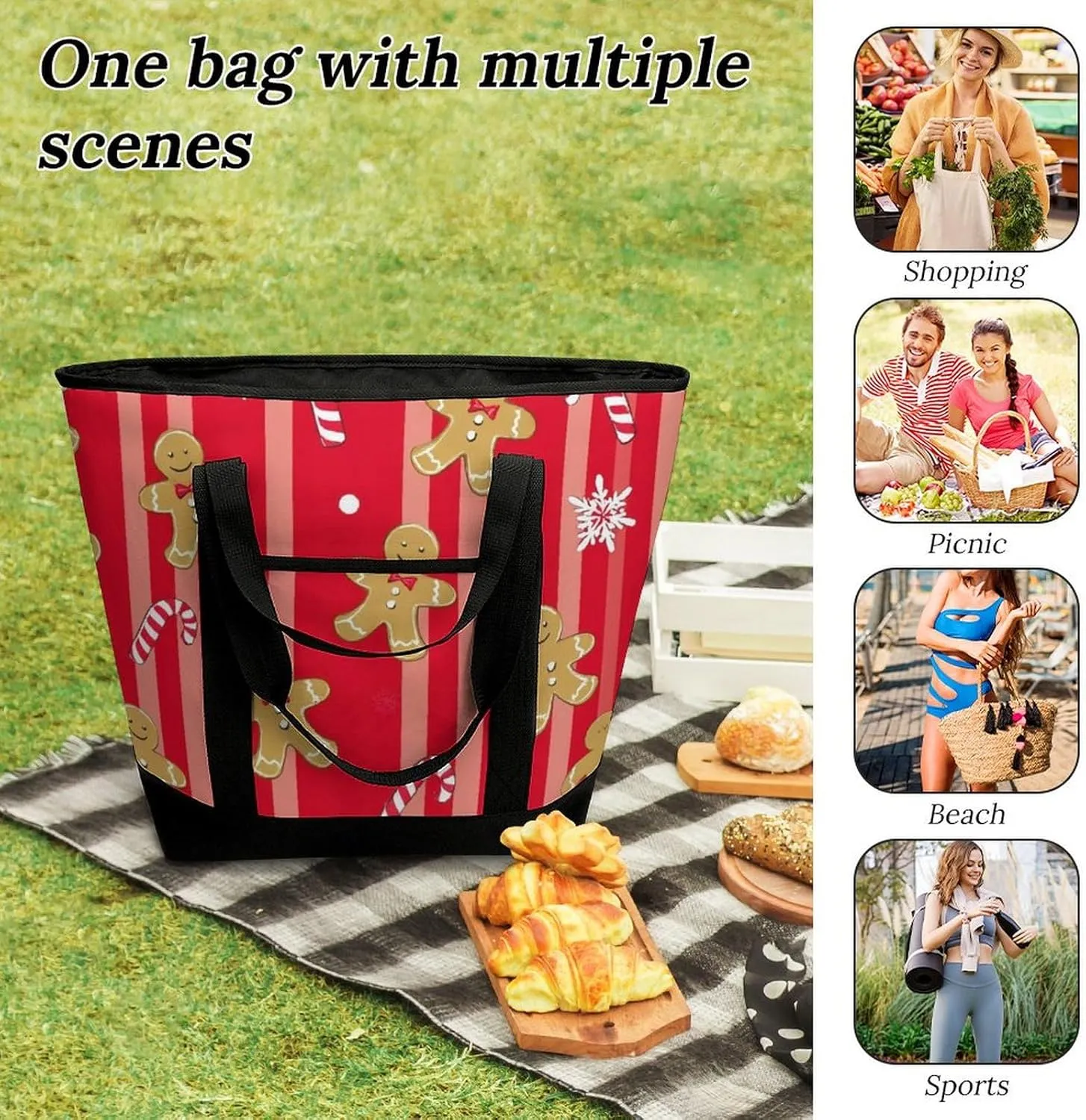 Trendy Commuter Tote Bag Large Insulated Shopping Bag For Travel