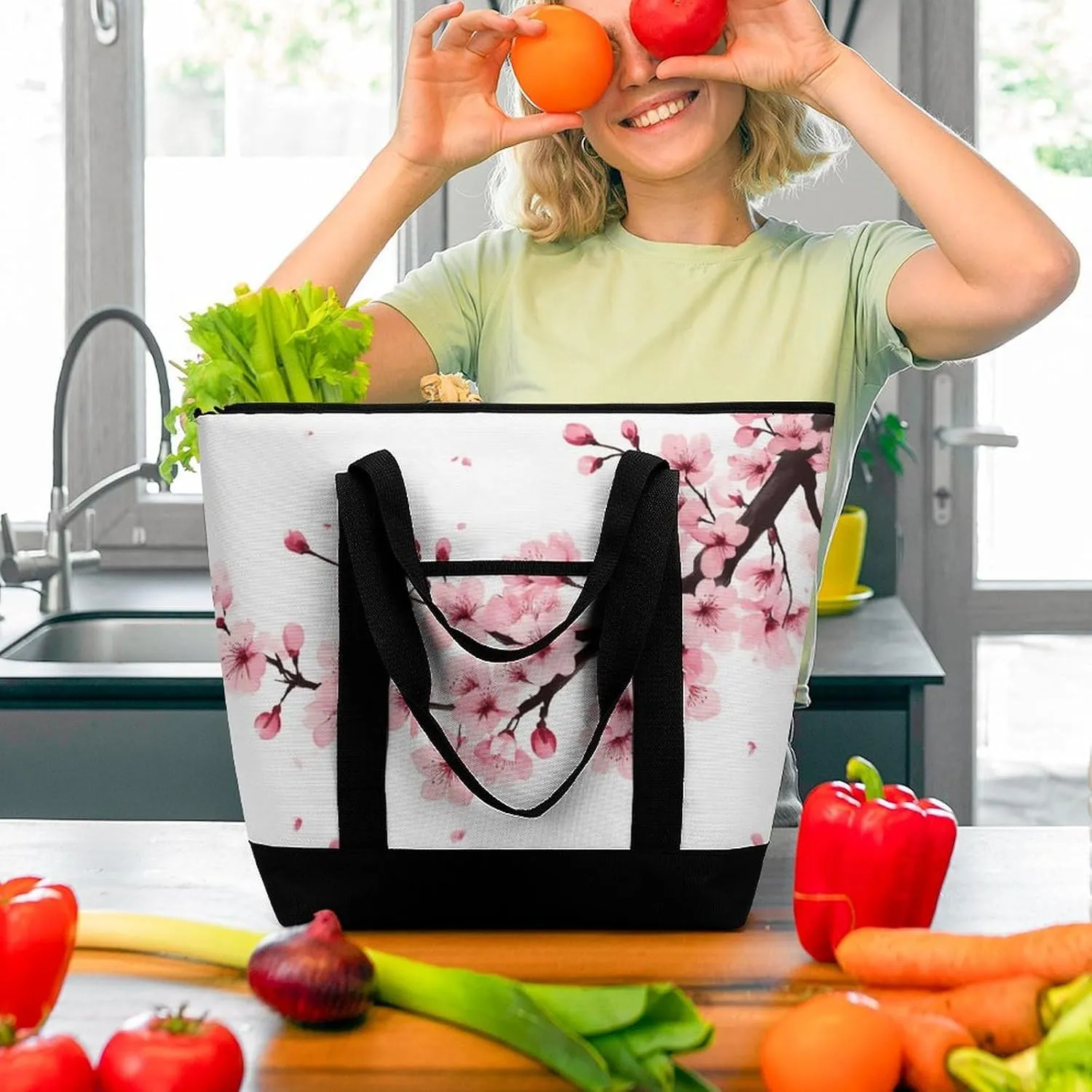 Trendy Commuter Tote Bag Large Insulated Shopping Bag For Travel