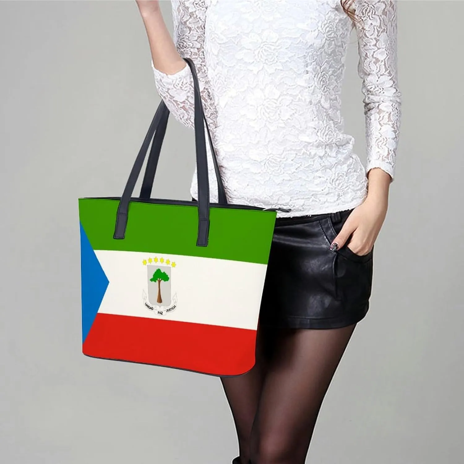 Trendy Khakassia Flag Large Hobo Bag Women Leather Ideal for Work and Travel