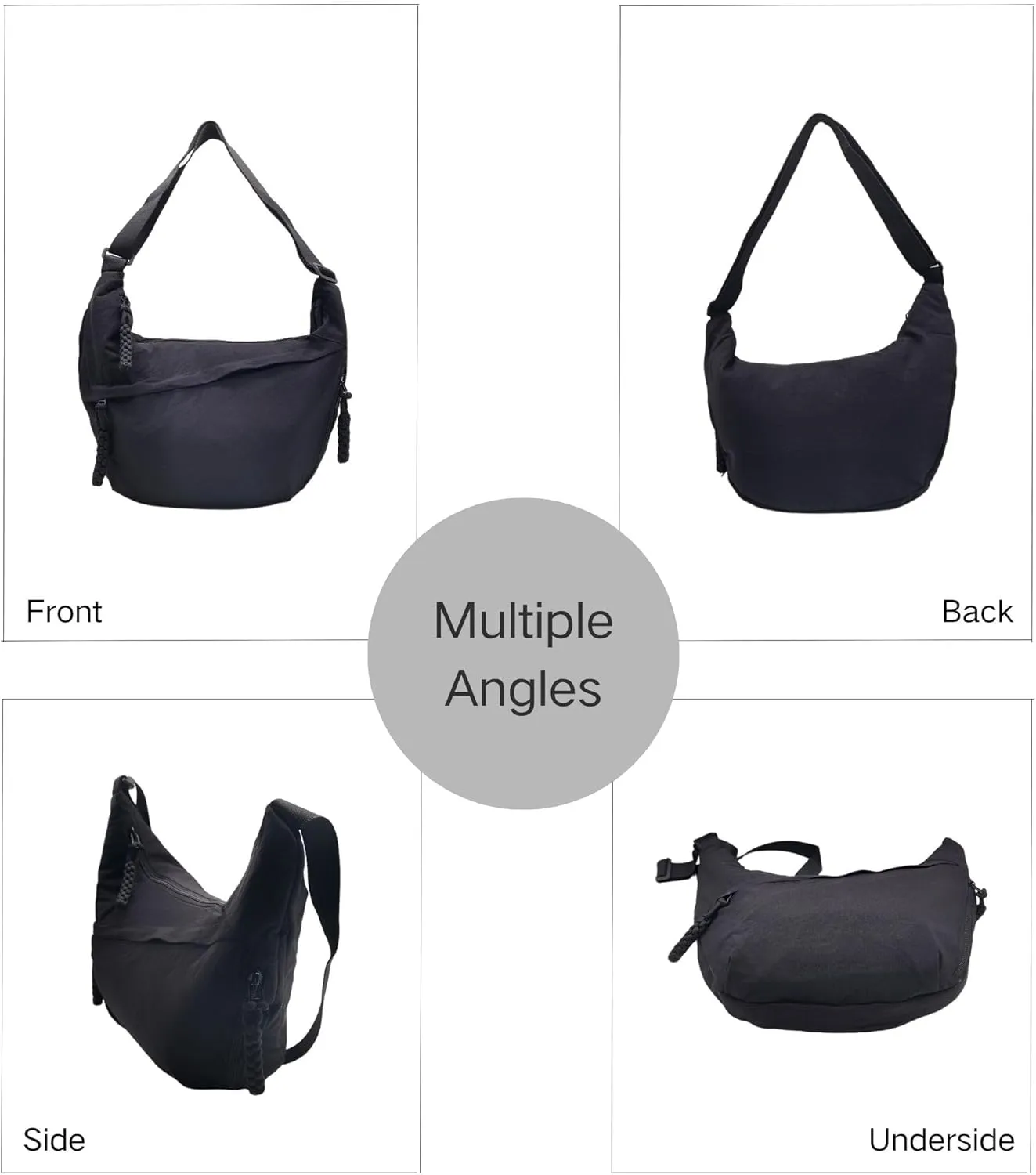 Trendy Nylon Crescent Crossbody Purse Hobo Shoulder Bag
