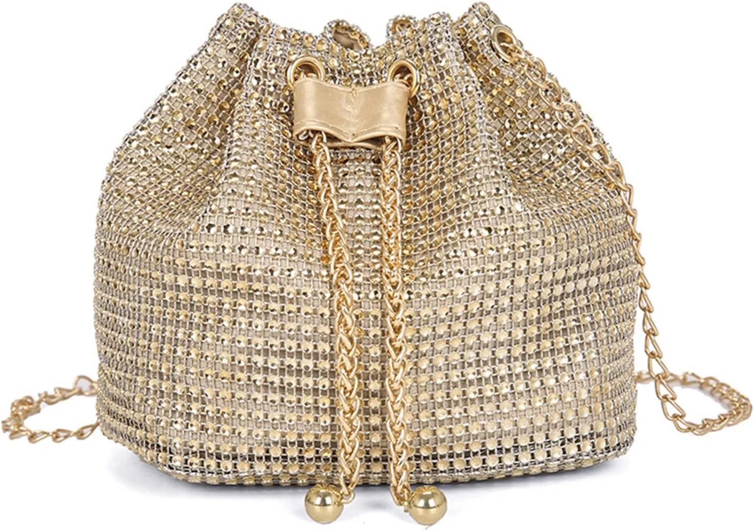 Trendy Shoulder Purse Drawstring Bucket Bag Show Your Personal Charm with Exquisite Decoration