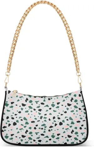 Trendy Terrazzo Dots Shoulder Bag with Zipper, Womens Shoulder Bags Crossbody