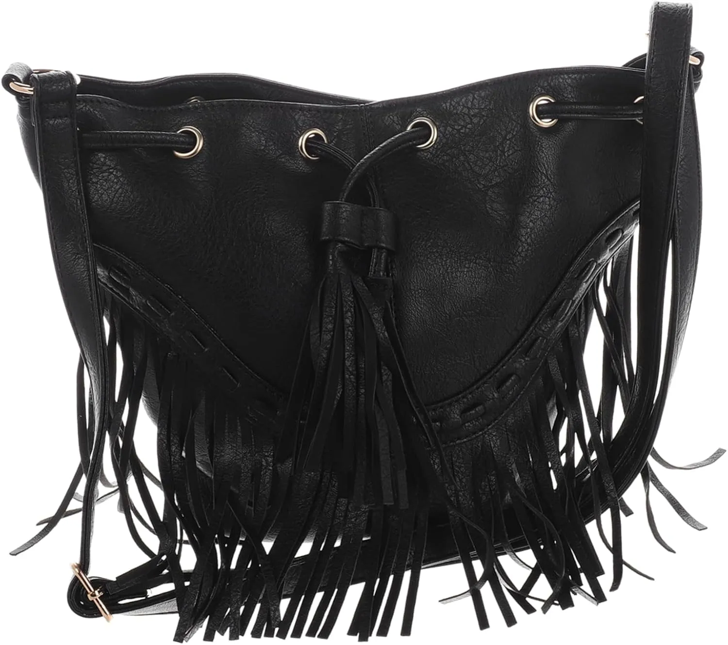 Trendy Women's Bucket Bag Shoulder or Crossbody Tassel Decor Handbag Fashionable Polyester Pu Classic Versatile