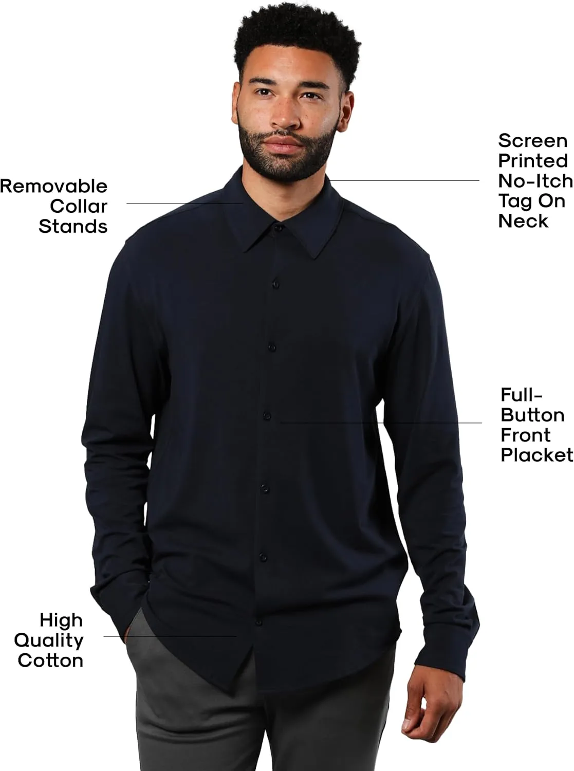 True Classic Mens Long Sleeve Button Down Shirt - Casual Dress Shirts for Men, Quick Dry