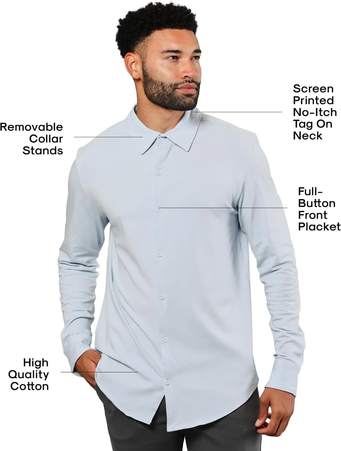 True Classic Mens Long Sleeve Button Down Shirt - Casual Dress Shirts for Men, Quick Dry