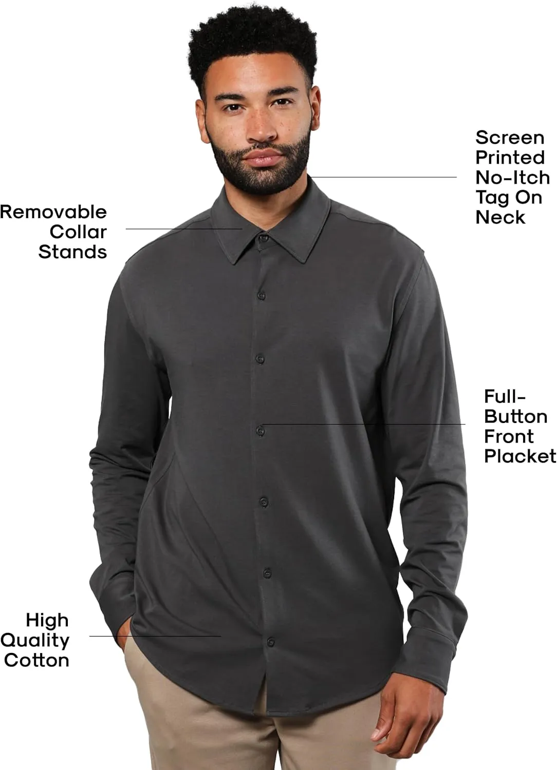True Classic Mens Long Sleeve Button Down Shirt - Casual Dress Shirts for Men, Quick Dry