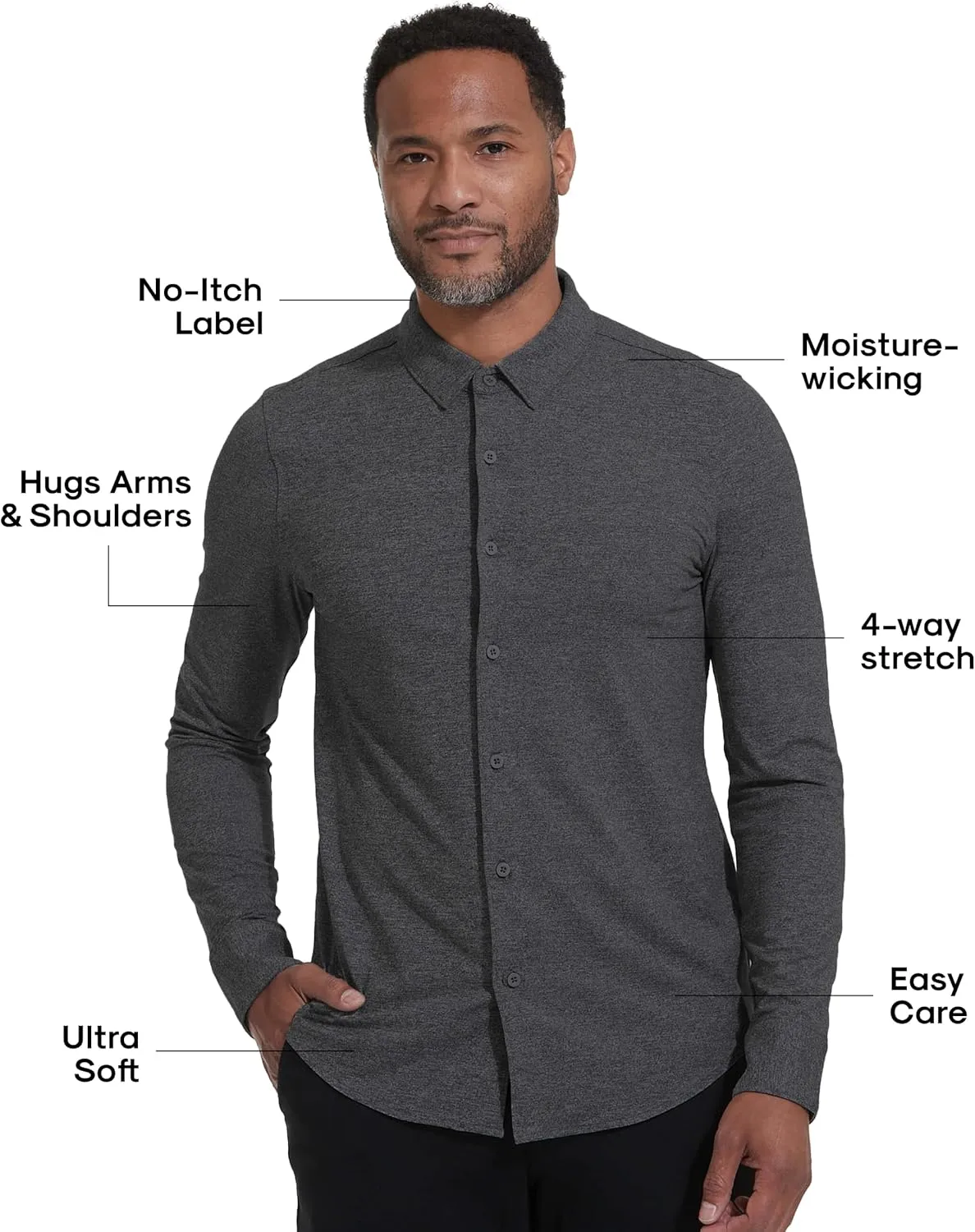 True Classic Mens Long Sleeve Button Down Shirt - Casual Dress Shirts for Men, Quick Dry