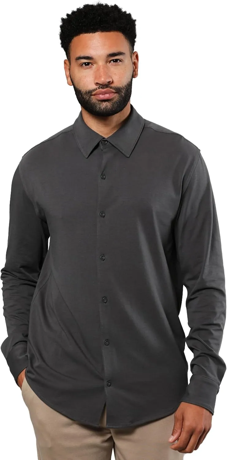 True Classic Mens Long Sleeve Button Down Shirt - Casual Dress Shirts for Men, Quick Dry