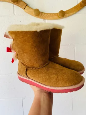 UGG Light Brown Bailey Bow Boots, youth size 3