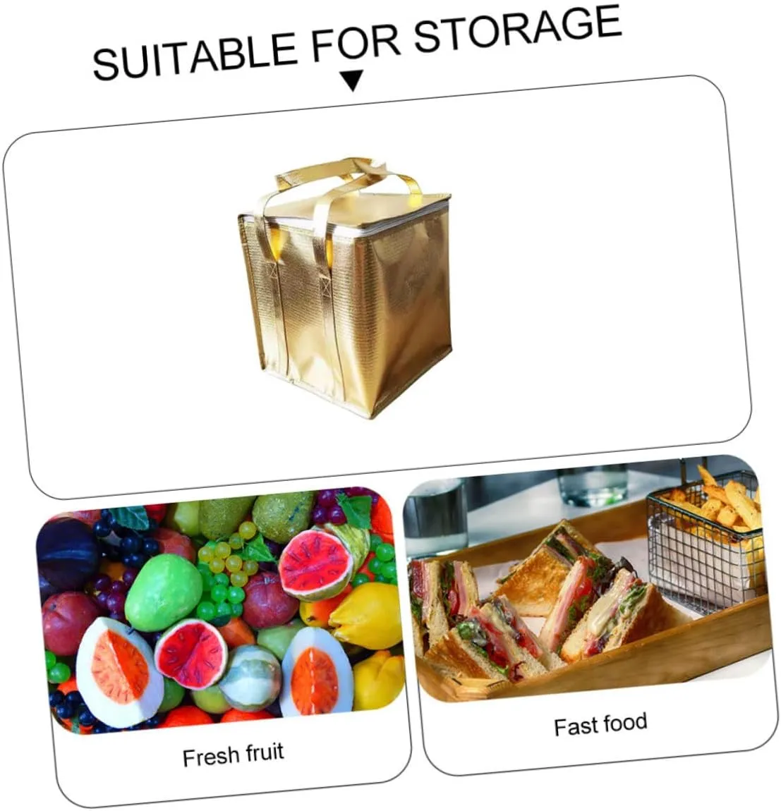 Unomor Aluminum Insulated Bag Gold Zipper Cake Packaging Baking Food Heat Retention Takeout