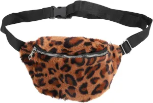 VICASKY Versatile Fanny Pack in Faux Fur Chest Bag with Zipper Perfect for Festival (leopard)
