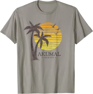 Vintage Akumal Mexico Beach Sunset Mens Womens Souvenir T-Shirt