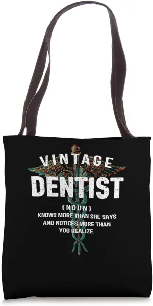 Vintage Dentist Dental Specialist Retro Tooth Doctor Groovy Tote Bag