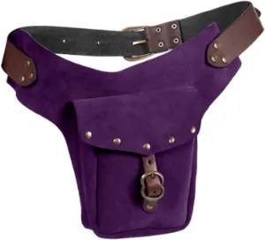 Vintage Viking Fanny Pack, Medieval Renaissance Waist Bag, Motorcycle Waist Pack Messenger Shoulder Drop Leg Bag, Cosplay Costume Accessories,Purple
