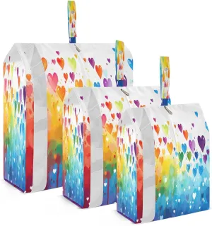 Watercolor Rainbow Heart Packing Cubes for Travel 3 Set Compression Cubes Suitcase Organizer Bags for Easy Packing