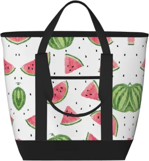 Watermelon fresh fruit Print Tote Bag Adult Heavy Duty For Picnic Beach Camping Large Capacity Insulated Tote Bag