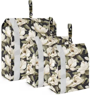 White Magnolia Flower Packing Cubes for Travel 3 Set Compression Travel Cubes Luggage Bags Organizer for Easy Packing