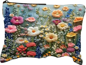 Wild Bloom Makeup Bag, Floral Makeup Bag, Wild Bloom Zipper Travel Cosmetic Bag, Summer Wildflower Style, Flower Themed Gifts (Lakeside Bloom)