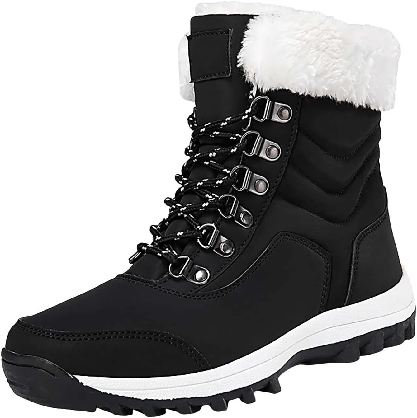 Winter Shoes Men Zipper Waterproof Ankle-Support Boots Slip-on Lightweight Plush Lined Warm Snow Ankle Boots