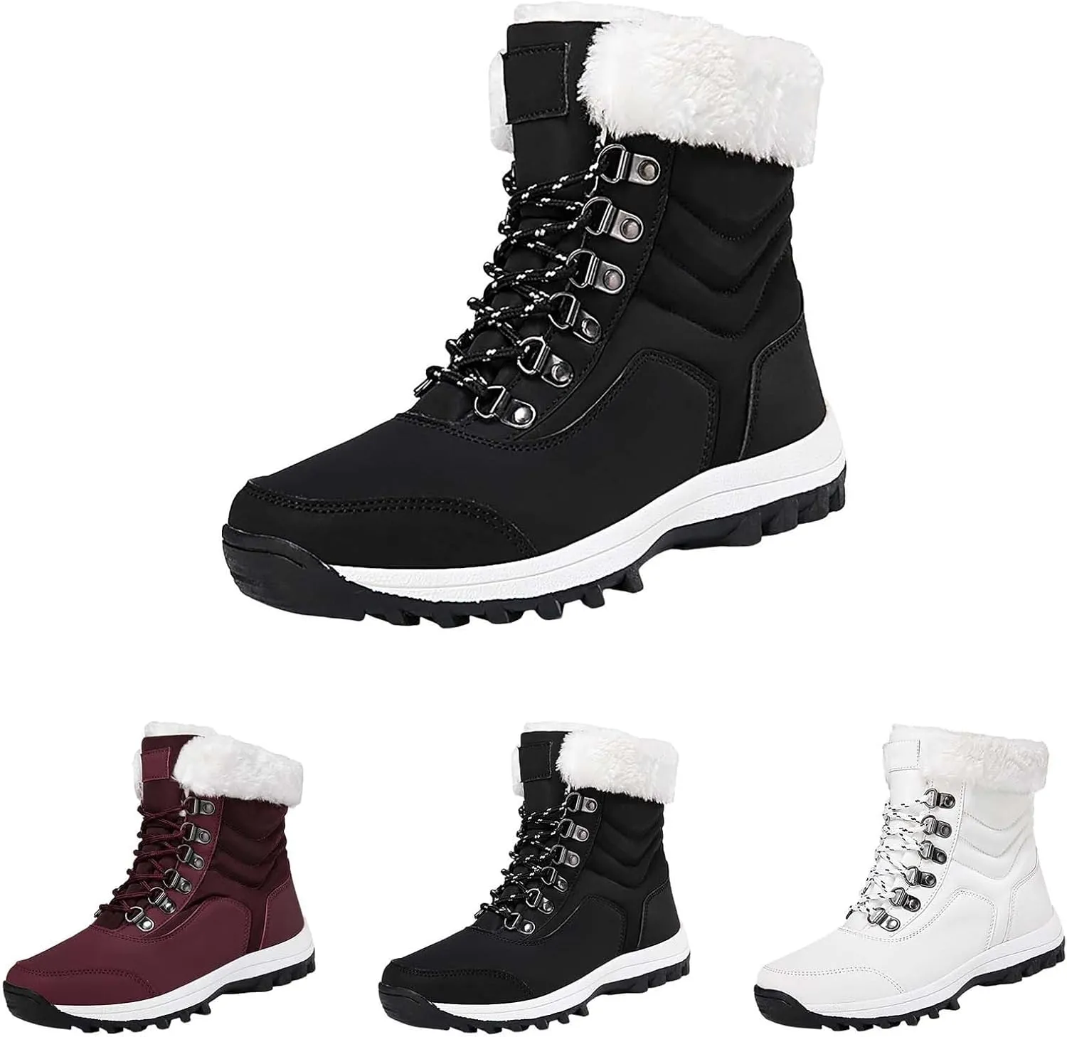 Winter Shoes Men Zipper Waterproof Ankle-Support Boots Slip-on Lightweight Plush Lined Warm Snow Ankle Boots