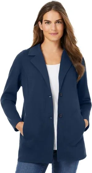 Woman Within Plus Size Knit Blazer Oversized Work & Casual